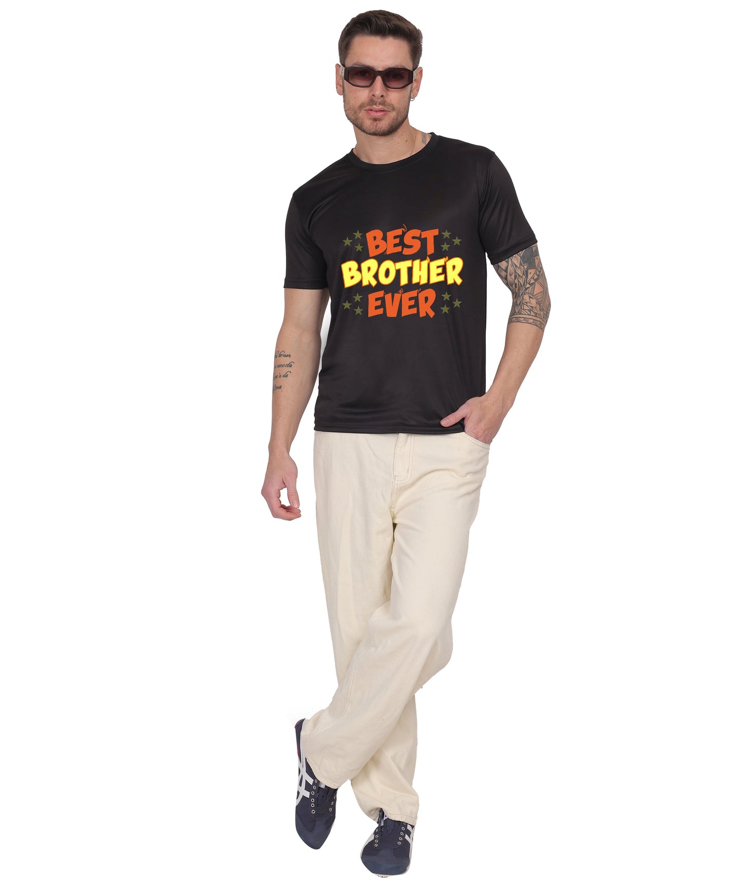 Best Brother Ever Graphic T-Shirt, Black Cotton, Crew Neck